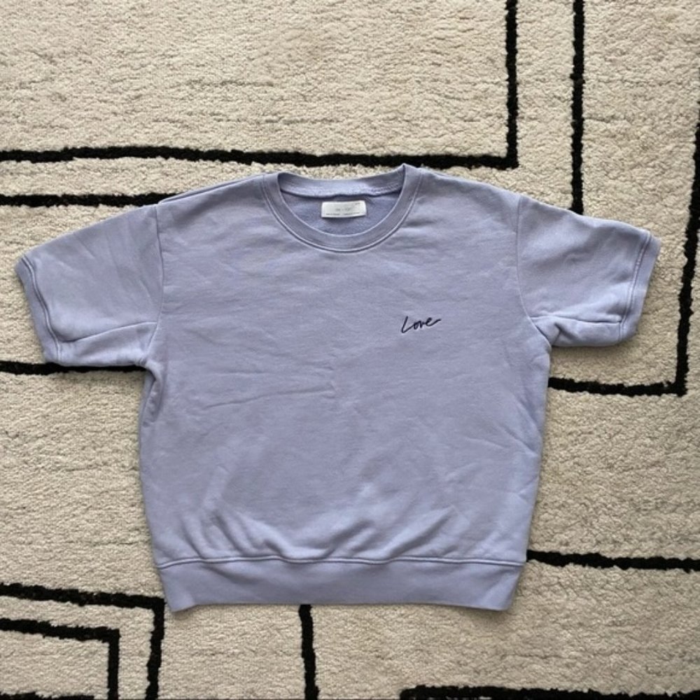 OAK + FORT Lavender Love Short Sleeve Sweatshirt